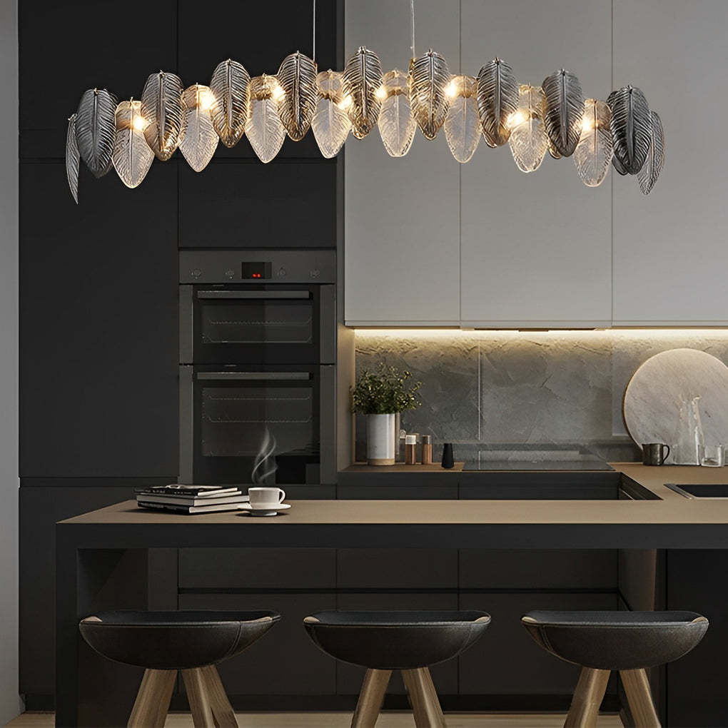 Romantic Creative Feathers Glass Three Step Dimming Modern Chandelier-Lighom