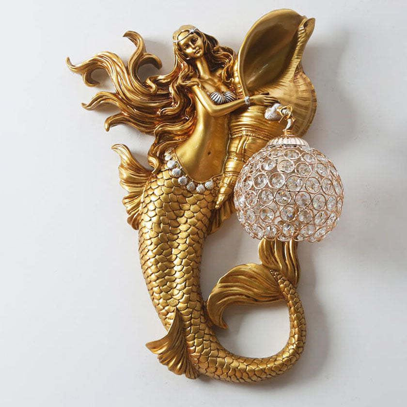 Modern Resin Mermaid Crystal Wall Sconce