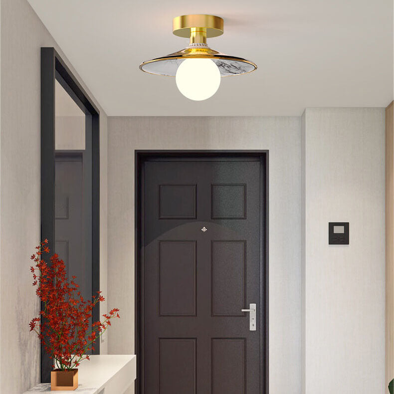 Modern Glass Iron Flower 1-Light Semi-Flush Ceiling Light — A / 110V-120V For US/CA