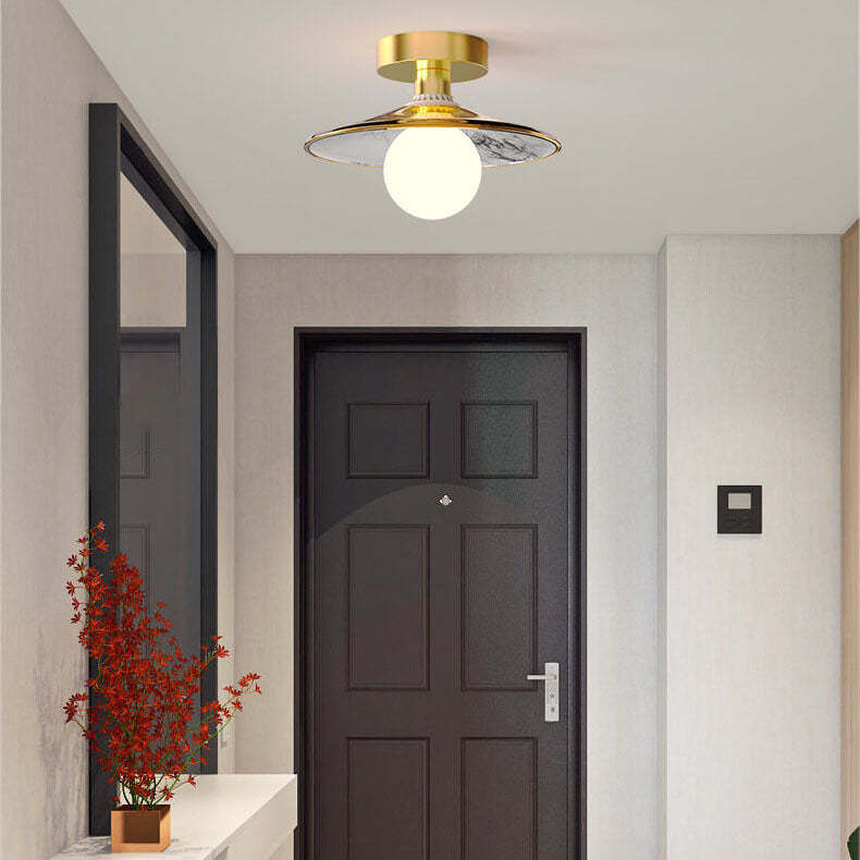 Modern Glass Iron Flower 1-Light Semi-Flush Ceiling Light — A / 110V-120V For US/CA