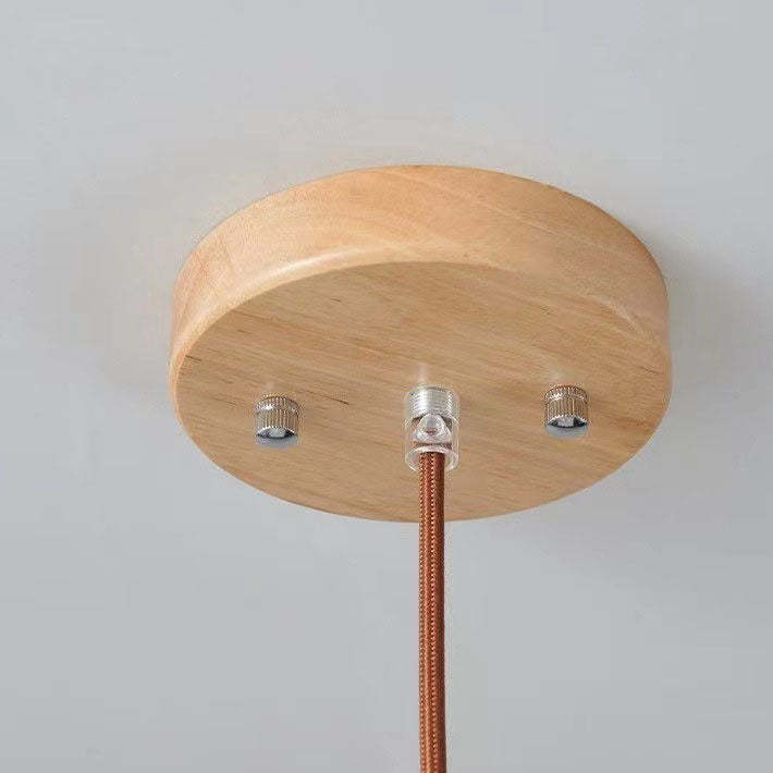 Japanese Log Wood Glass Jar Island Chandelier