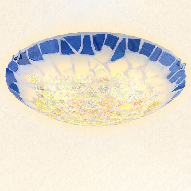 Vintage Mediterranean Shell Dome Flush Ceiling Light