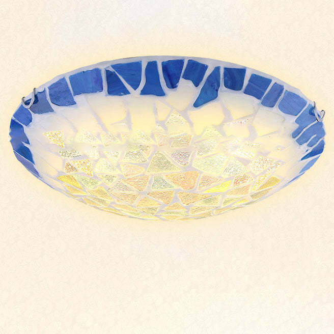 Vintage Mediterranean Shell Dome Flush Ceiling Light