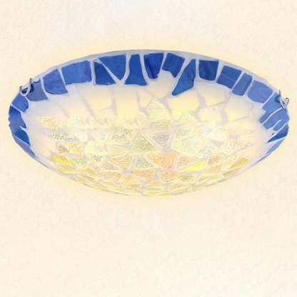 Vintage Mediterranean Shell Dome Flush Ceiling Light