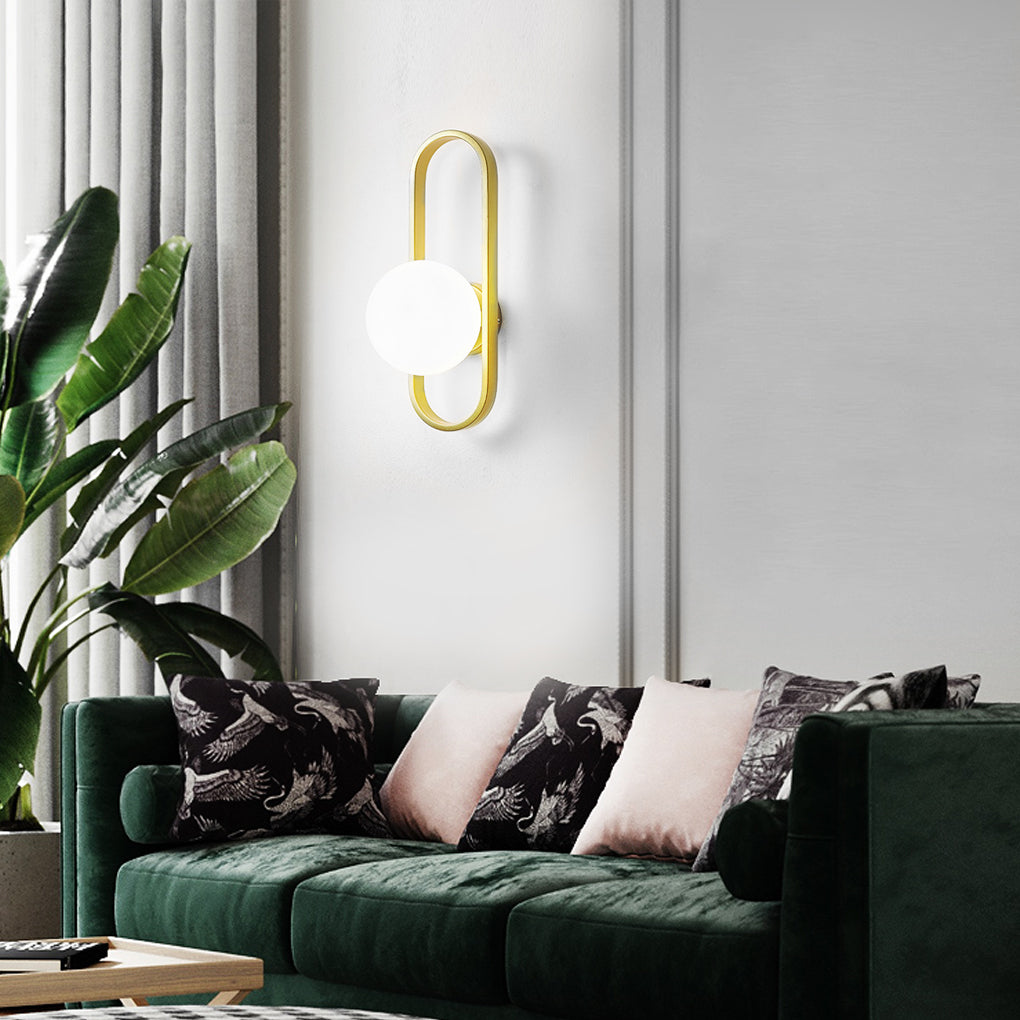 Creative Glass Shade Elliptical Iron Modern Wall Lights Fixture Wall Lamp-Lighom