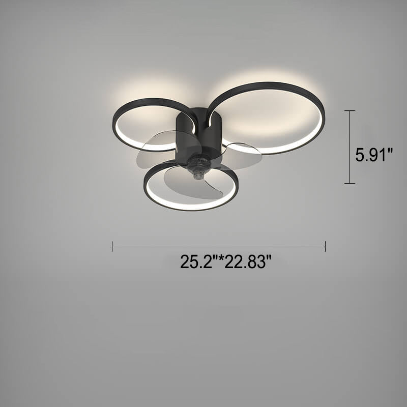 Modern Geometric Square LED Flush Mount Ceiling Fan Light