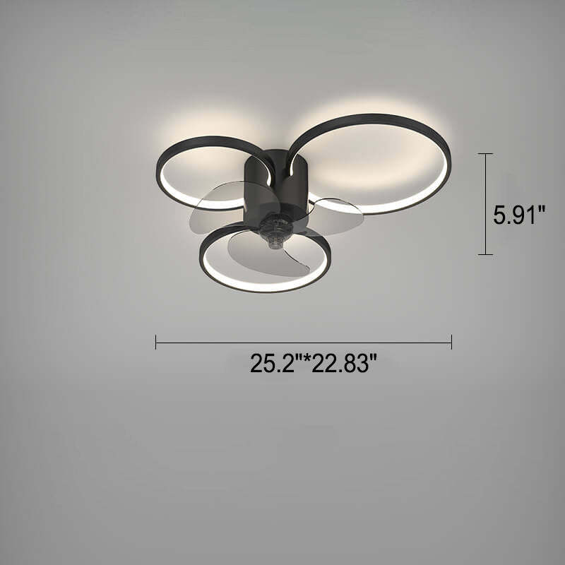 Modern Geometric Square LED Flush Mount Ceiling Fan Light