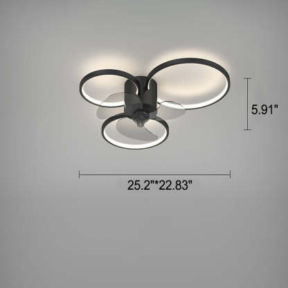 Modern Geometric Square LED Flush Mount Ceiling Fan Light