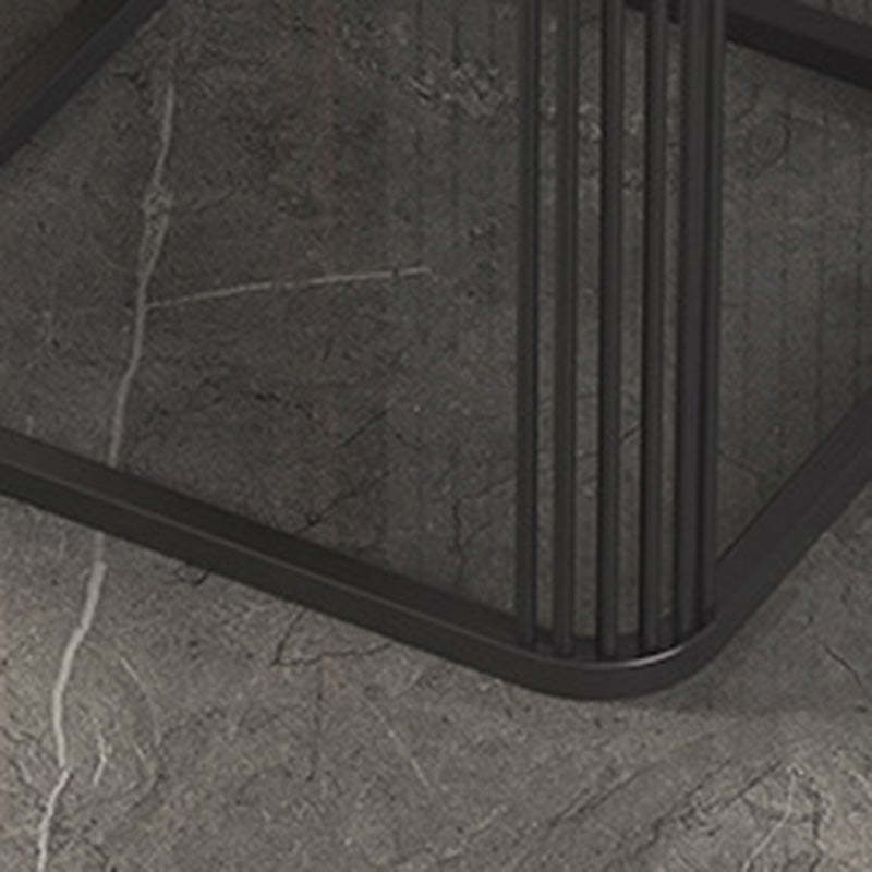 Minimalist Rock Slab Metal Coffee Table — White Gray + Gold Frame