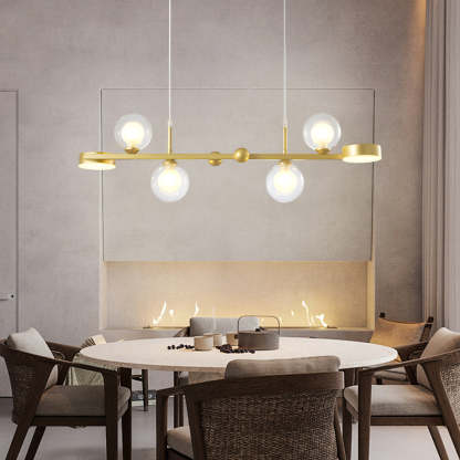 Dimmable Glass Ball LED Long Dining Chandelier