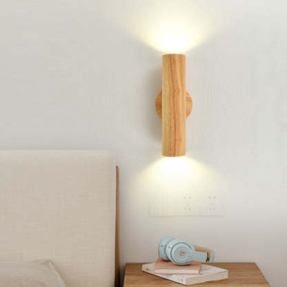 Modern Warm Solid Wood Double Head LED Sconce