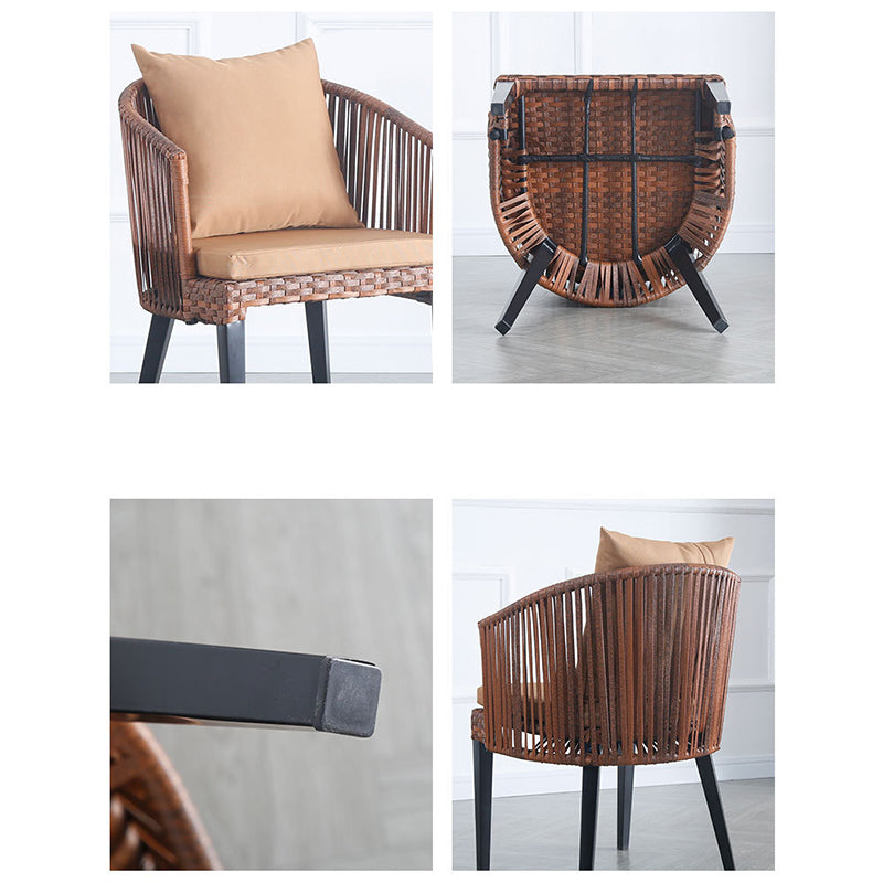 Traditional Farmhouse Rattan Metal Outdoor Dining Chair