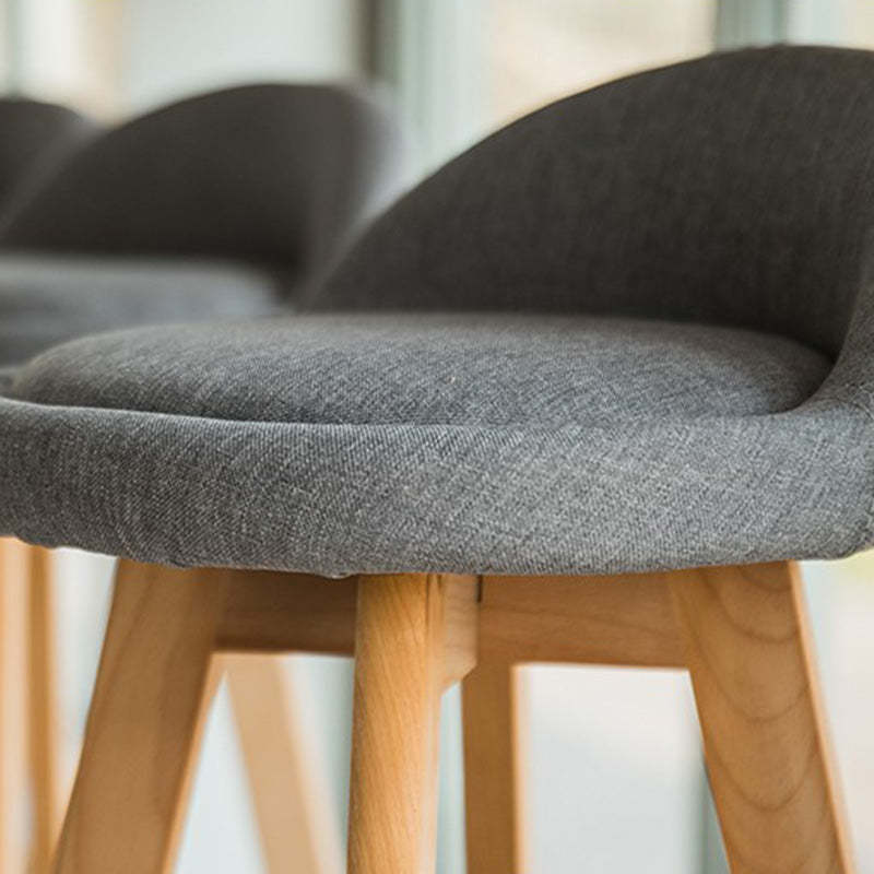 Vintage Round Fabric Wood Swivel Bar Stool