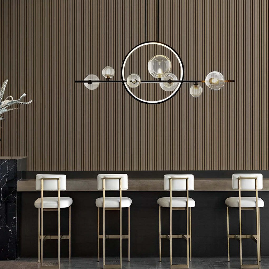 Moon Glass Bubble LED Black Postmodern Dining Chandelier