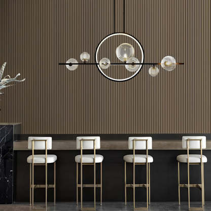 Moon Glass Bubble LED Black Postmodern Dining Chandelier