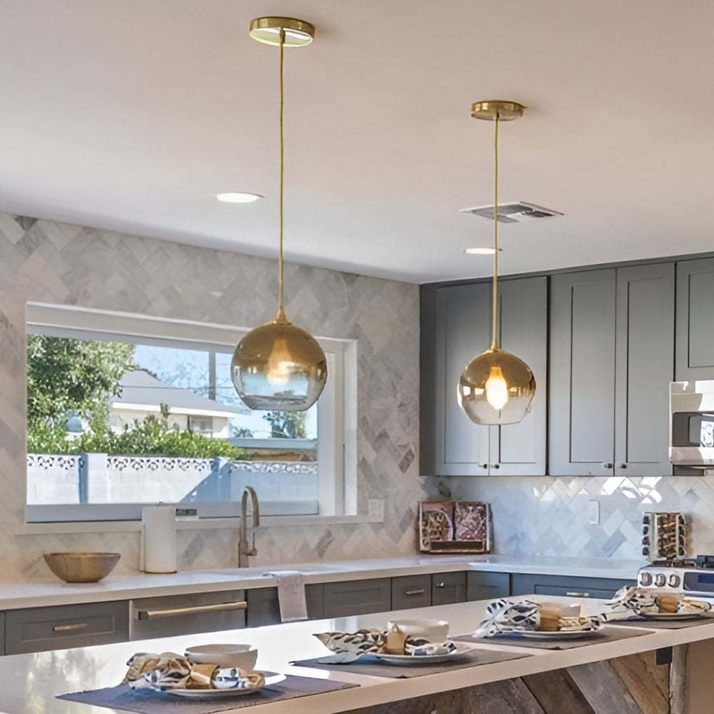 Globe Design Industrial Pendant Lighting Modern Glass LED Kitchen Lighting Dining Room Lighting Ceiling Light-Lighom