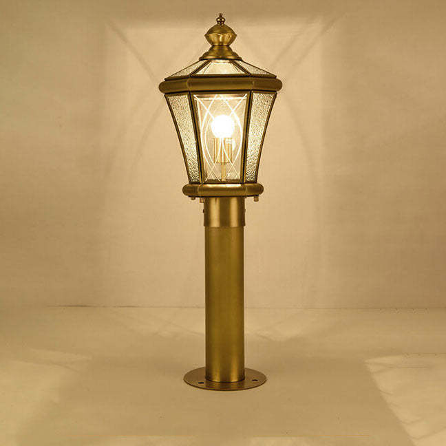 European Outdoor Glass Copper Lantern Lawn Light