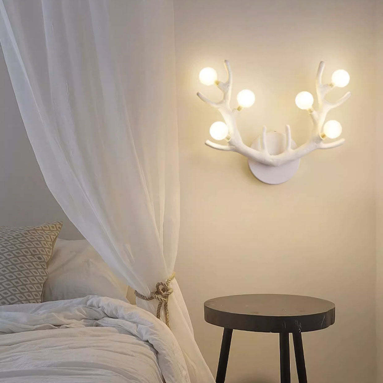 Nordic Resin Antler Branch Glass Ball Sconce