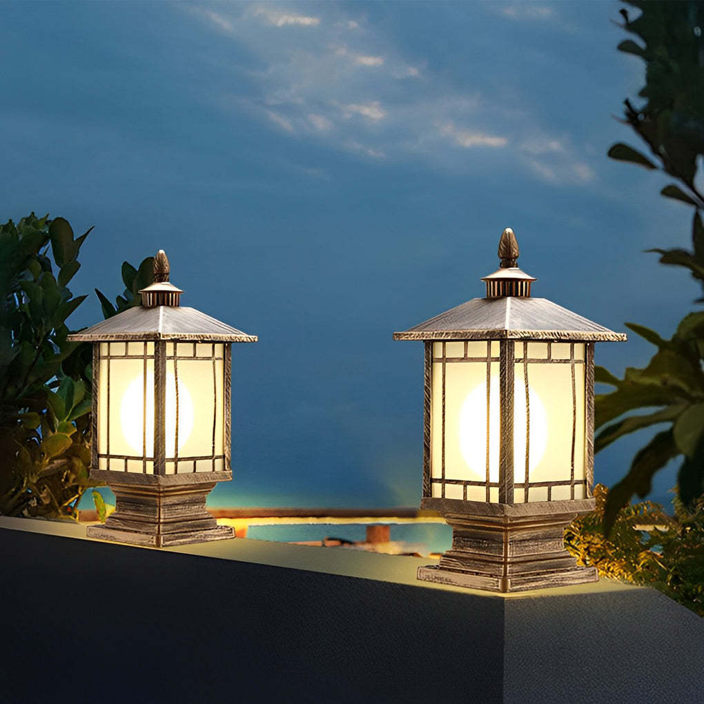 Retro Creative Waterproof Modern Outdoor Fence Post Lights Pillar Lamp-Lighom