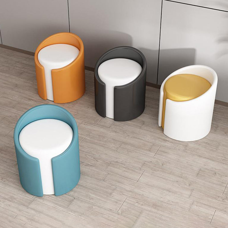 Minimalist Leather Wood Cylinder Vanity Stool