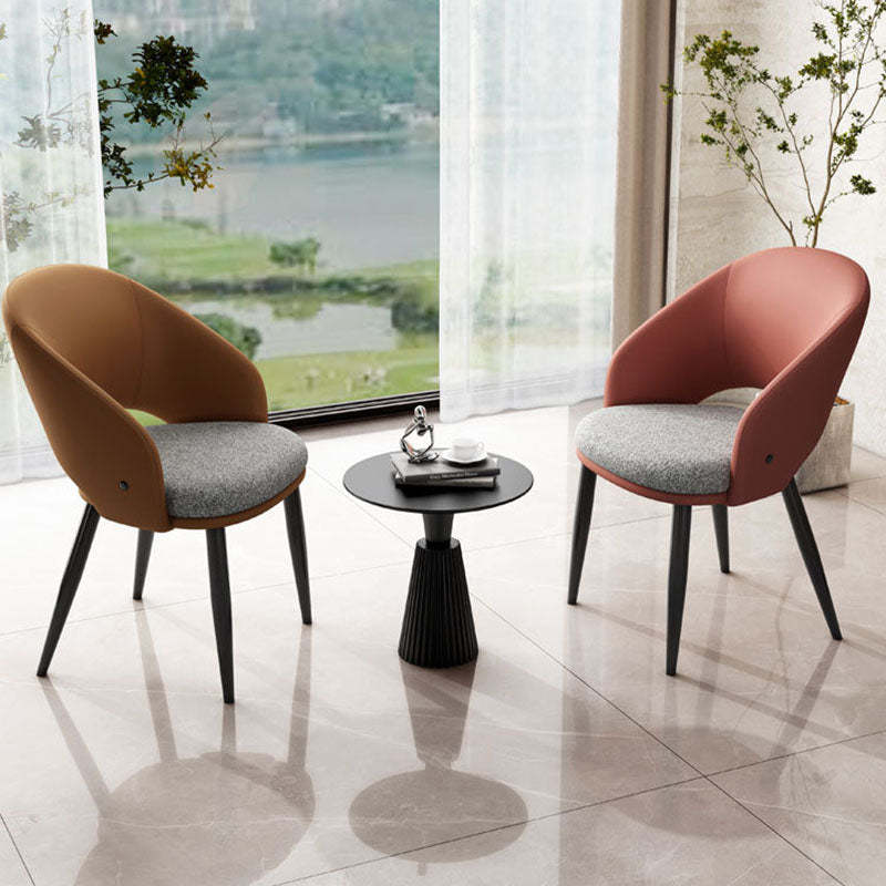 Modern Metal Leather Dining Chair — Grayish