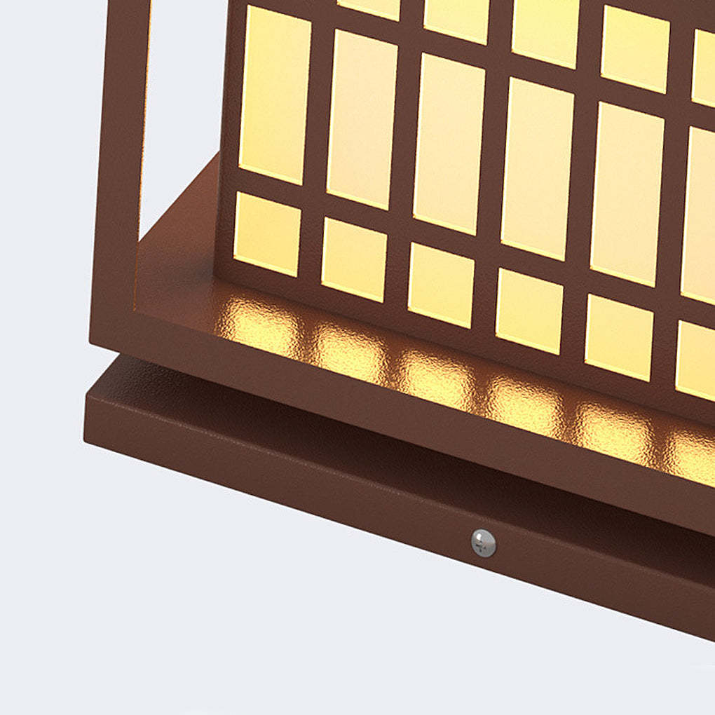 Square LED Waterproof Brown Modern Outdoor Deck Post Lights Pillar Light-Lighom
