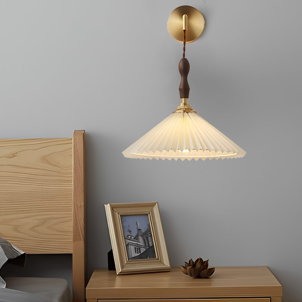 White modern pleated pendant lighting — Dia 12" x 10" H