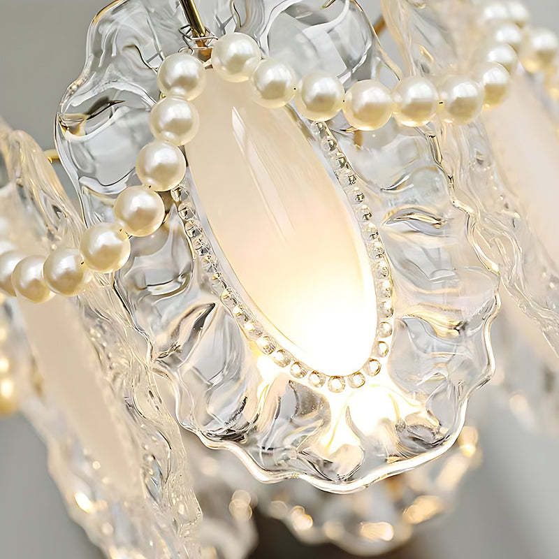 Glass Feathers Seashells Three Step Dimming French Style Chandelier-Lighom