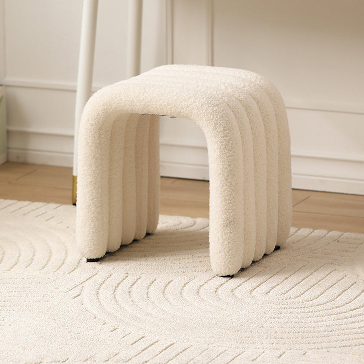 Nordic Arch Steel Boucle Vanity Stool — White - Lambswool