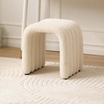 Nordic Arch Steel Boucle Vanity Stool — White - Lambswool