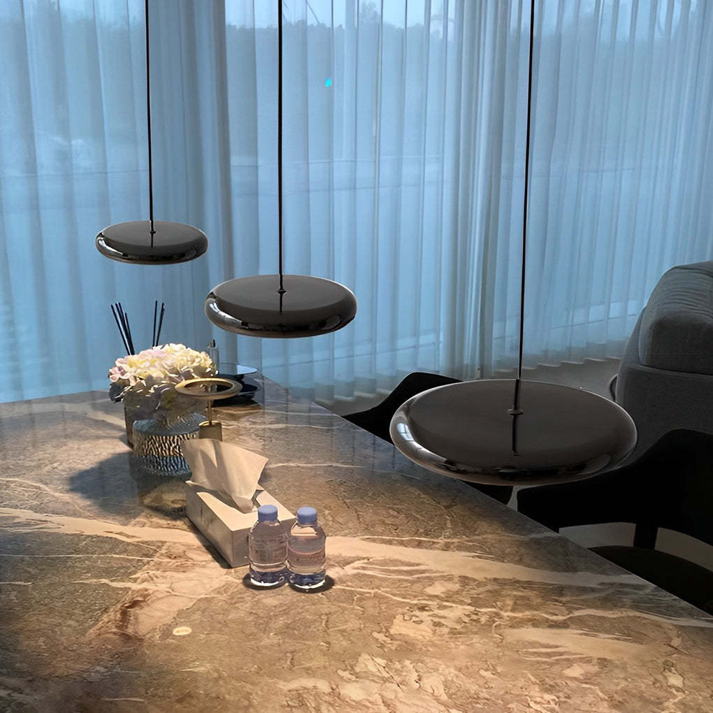 Minimalist Round Mirrored Aluminum Acrylic LED Chandelier