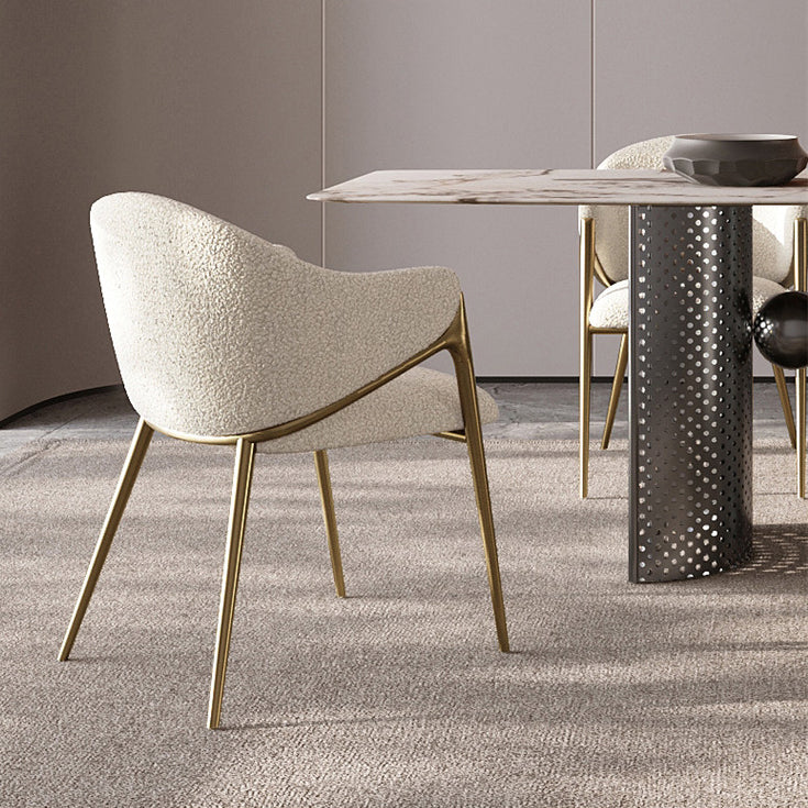 Round Lambswool Stainless Steel Dining Chair