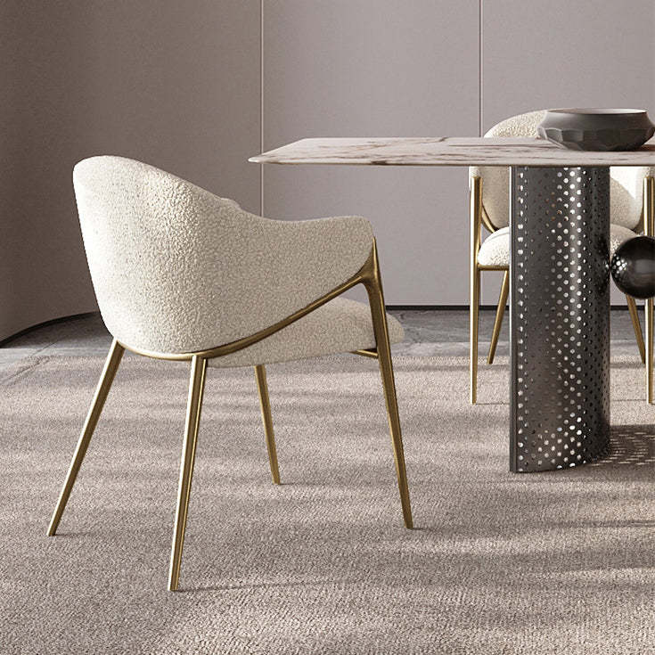 Round Lambswool Stainless Steel Dining Chair