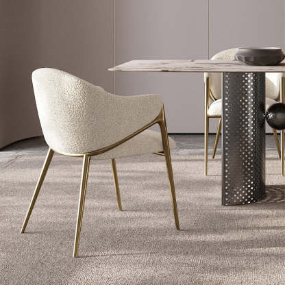 Round Lambswool Stainless Steel Dining Chair