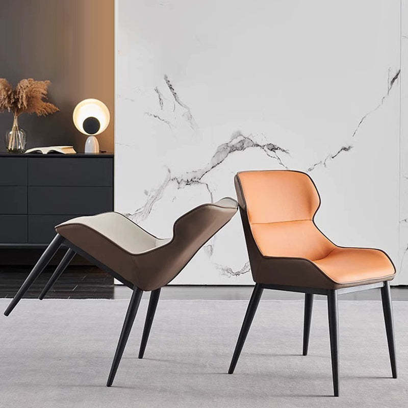 Microfiber Leather Upholstered Dining Chair — Orange