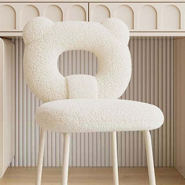 Minimalist Bear Lambswool Fabric Vanity Stool