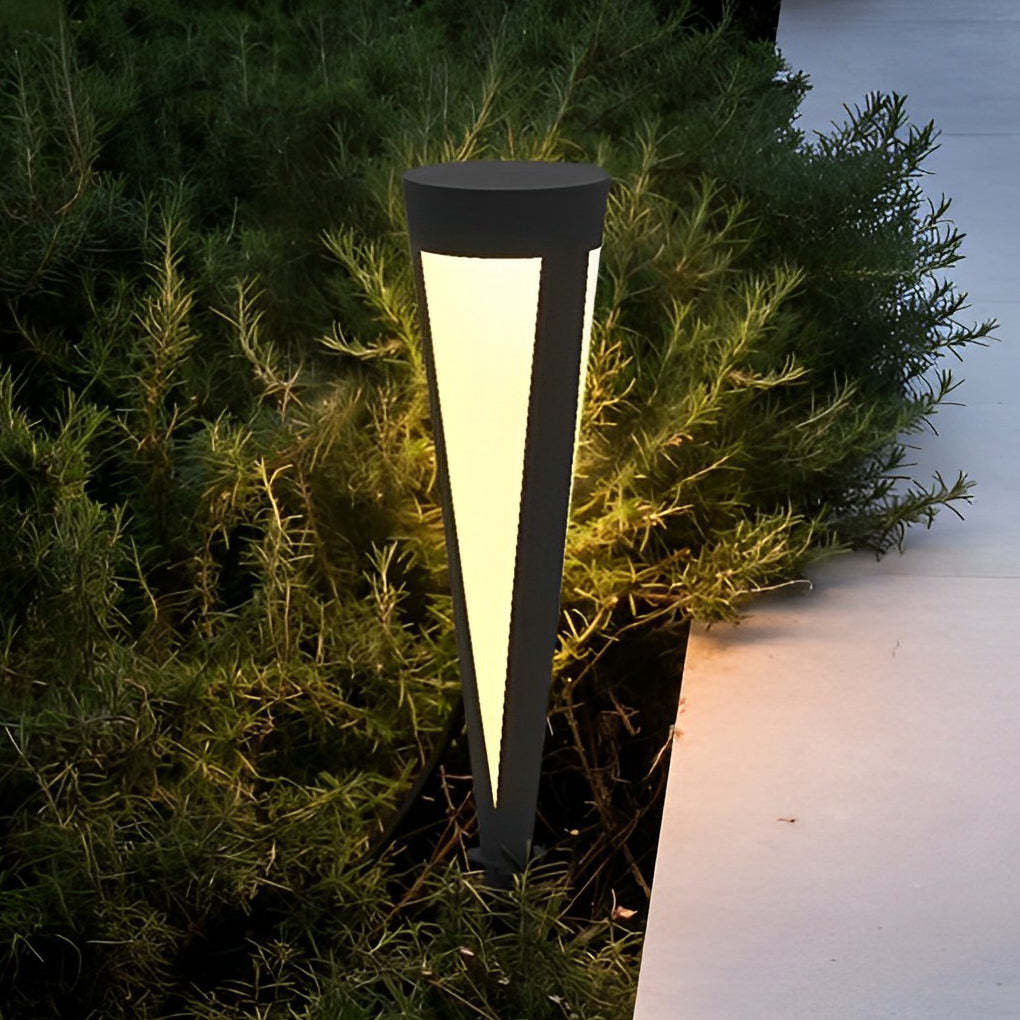 Round Outdoor Waterproof LED Gray Modern Solar Outdoor Lights Lawn Lamp-Lighom