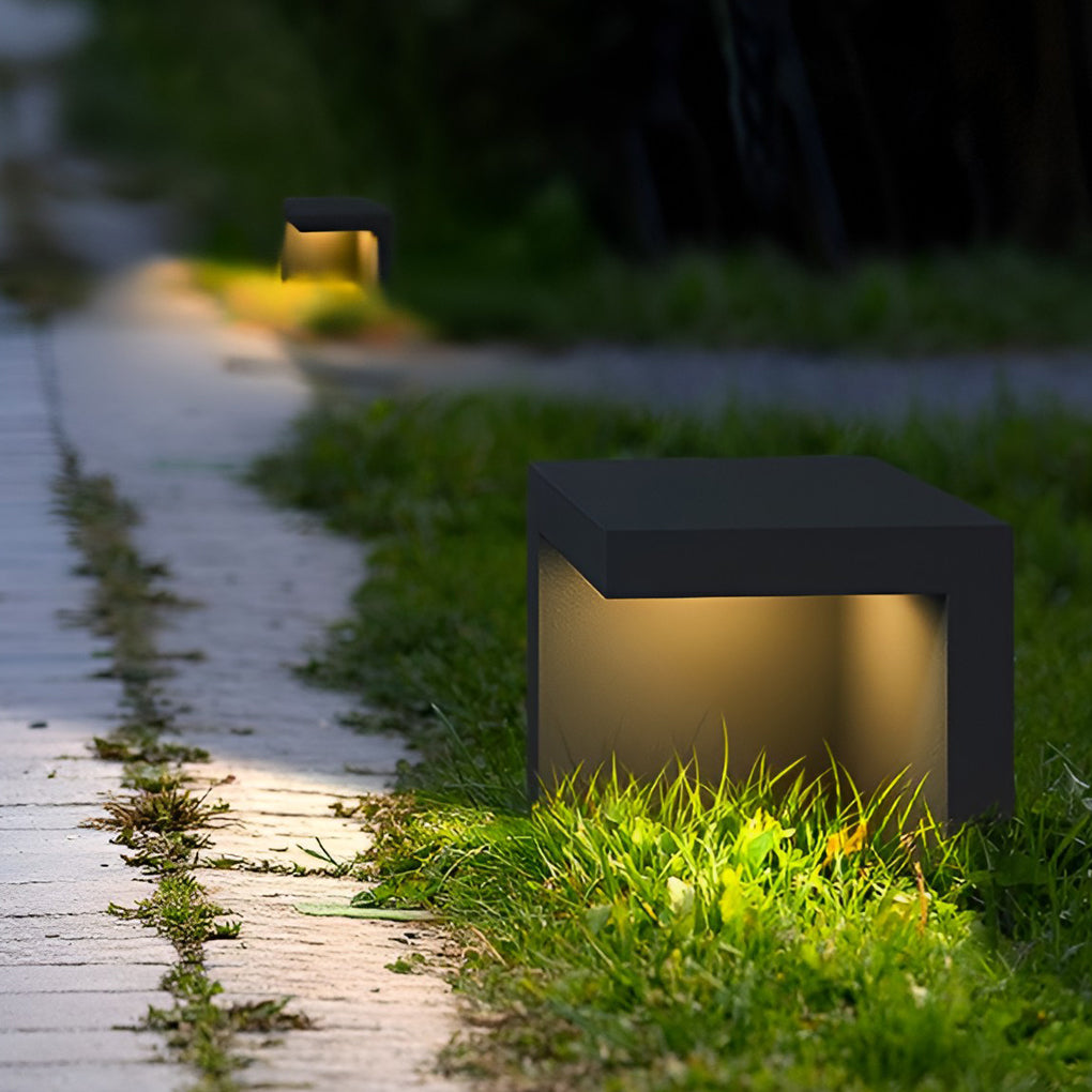 Half-Cut Rectangular Modern Gray LED Outdoor Path Light