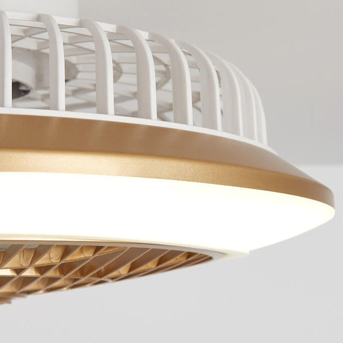 Minimalist Round Cage Iron Acrylic LED Flush Mount Fan Light