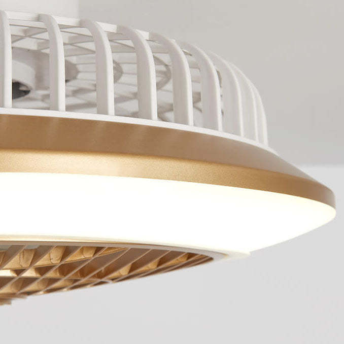 Minimalist Round Cage Iron Acrylic LED Flush Mount Fan Light