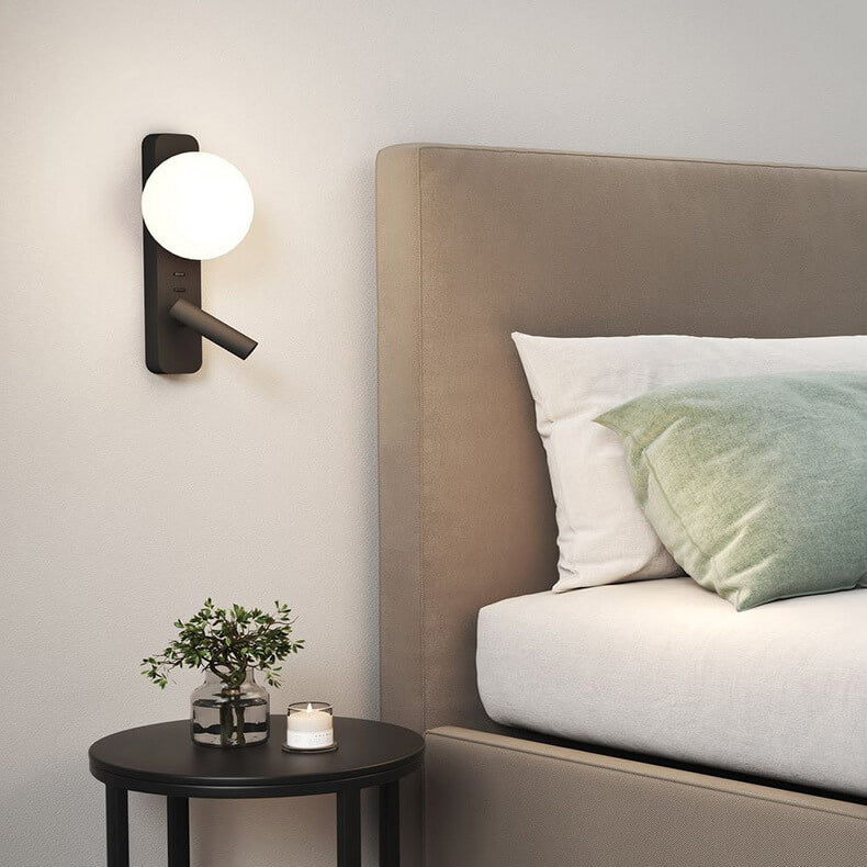 Minimalist Glass Sphere LED Spotlight Reading Sconce