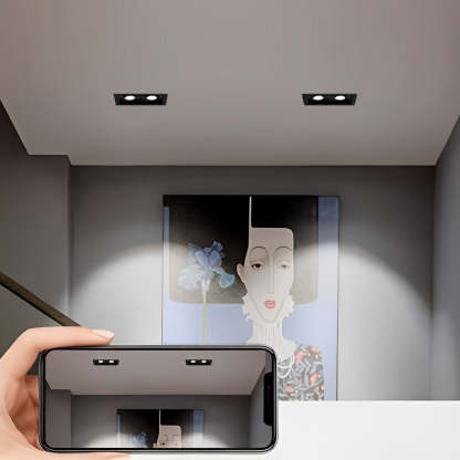 Rectangular Adjustable Dimmable Recessed Spotlight — Black / Warm White