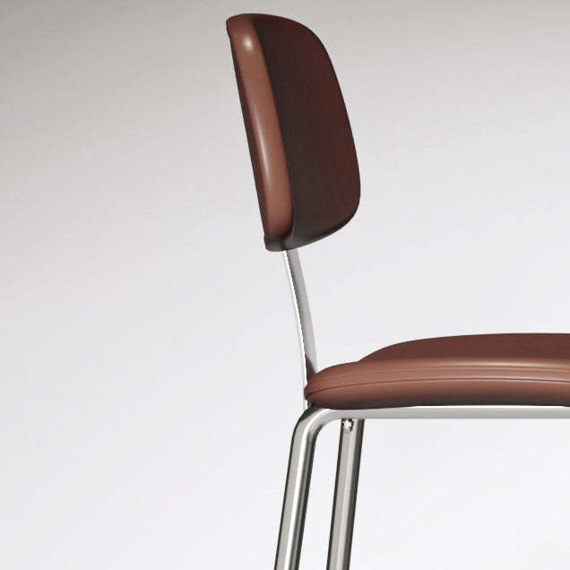 Industrial Curved PU Leather Iron Bar Stool