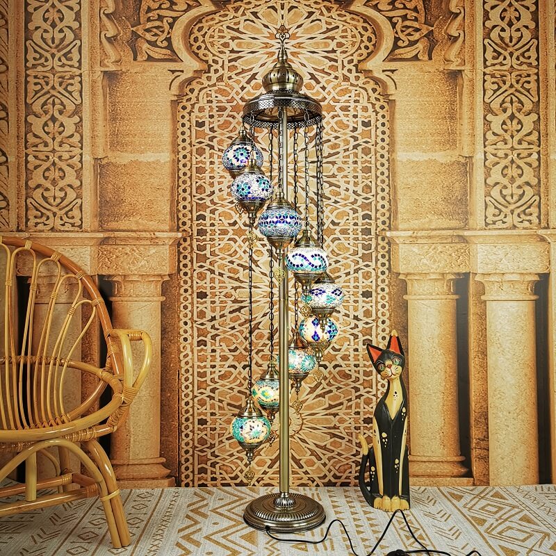 Retro Turkish Moroccan Globe 9-Light Floor Lamp