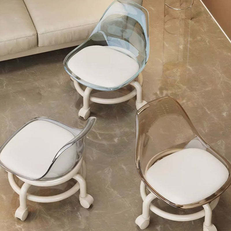 Minimalist Plastic Leather Rolling Chair — Transparent Gray