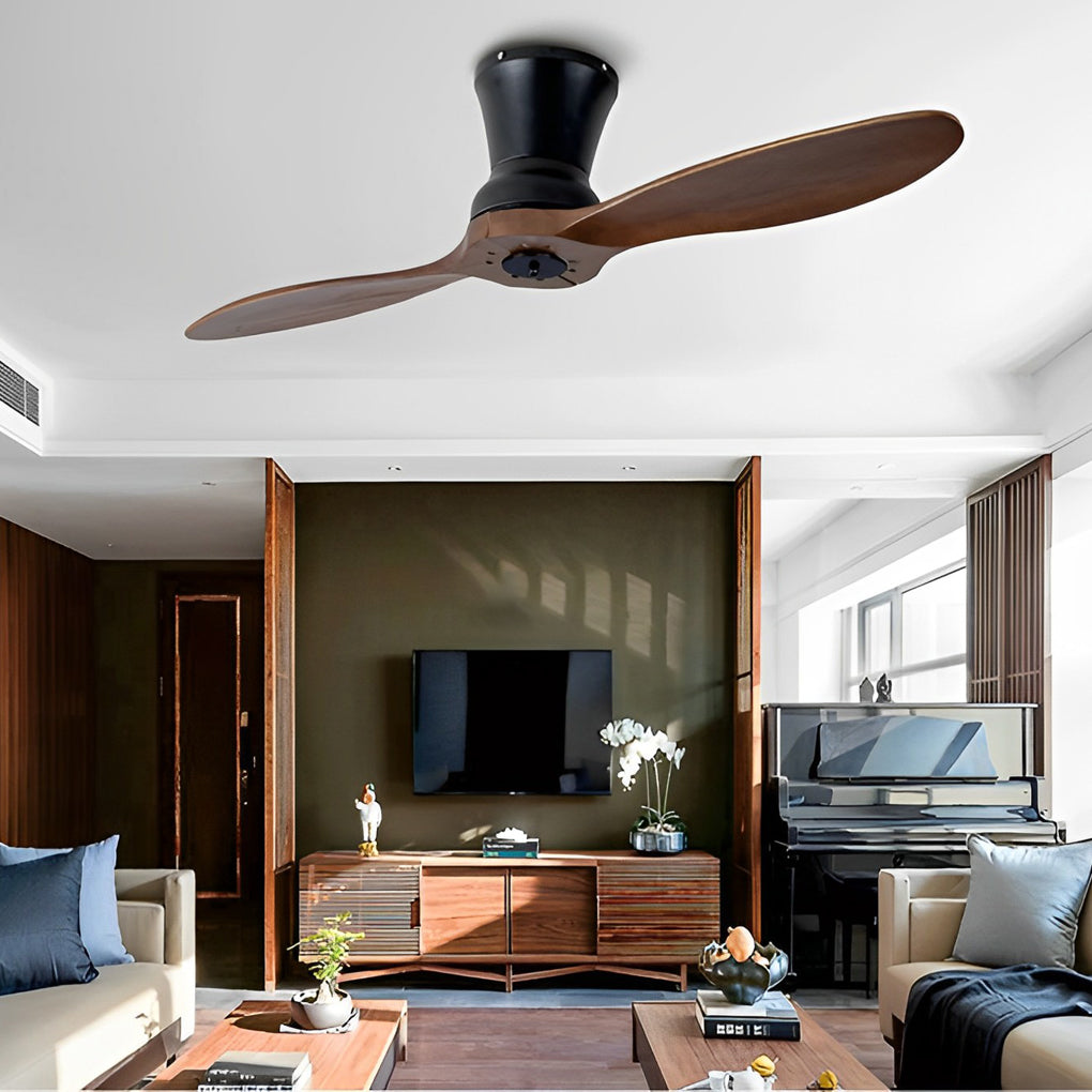 2-Blade Wood 18W LED Dimmable Remote Fan
