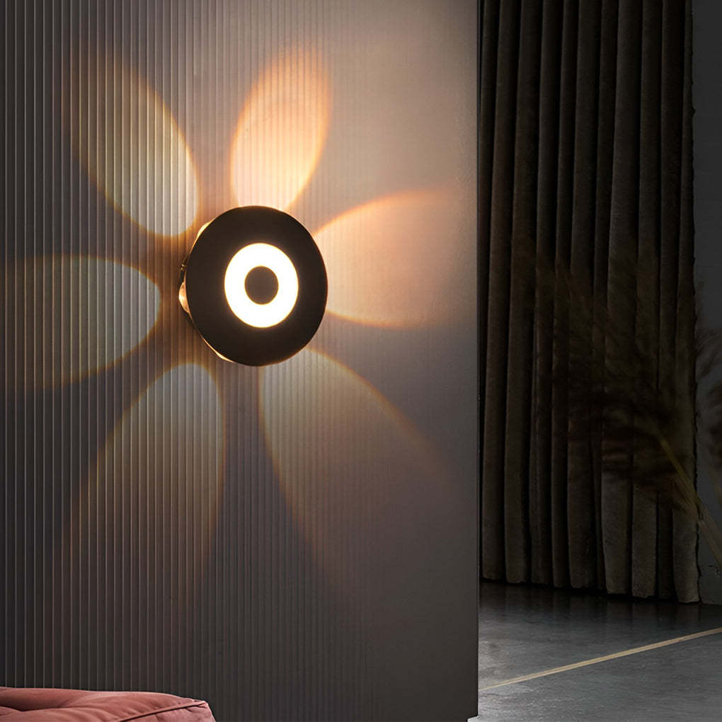 Round Waterproof LED Black Modern Wall Washer Sconce