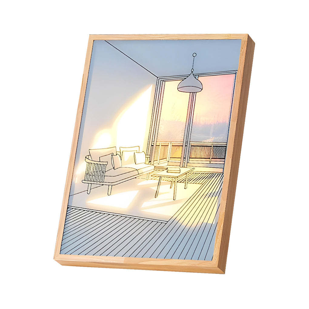 Wood Frame Ins Touch Dimmable LED Sunshine Night Light