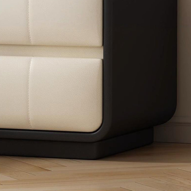Microfiber Leather Wood 2-Drawer End Table