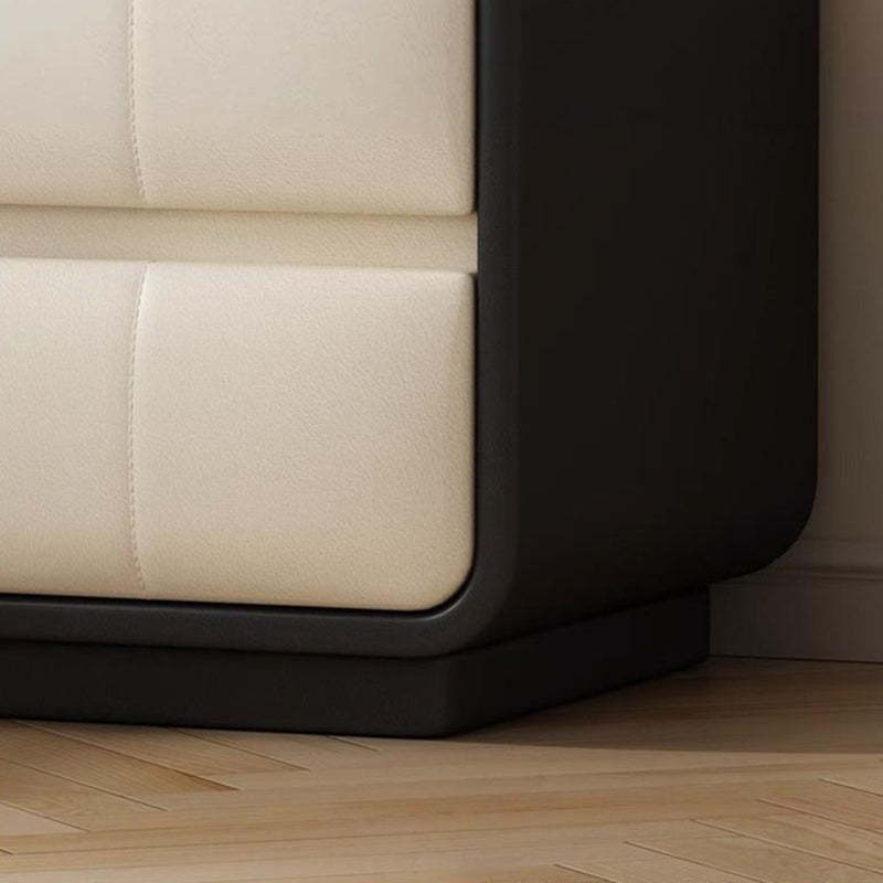 Microfiber Leather Wood 2-Drawer End Table